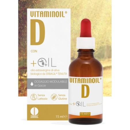 Erbagil Vitaminoil D integratore con olio extravergine d'oliva biologico 15 ml Erbagil Vitaminoil D integratore con olio extravergine d'oliva biologico 15 ml