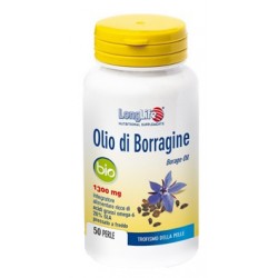 LongLife Olio di Borragine 1300 mg integratore per pelle e disturbi del ciclo mestruale 50 perle