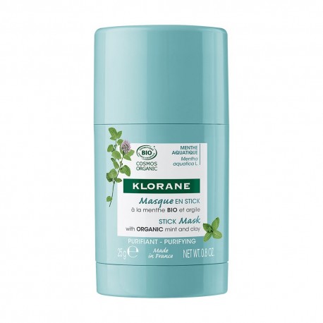 Klorane Maschera Stick con Menta Bio e Argilla per Pelle Mista e Grassa 25g