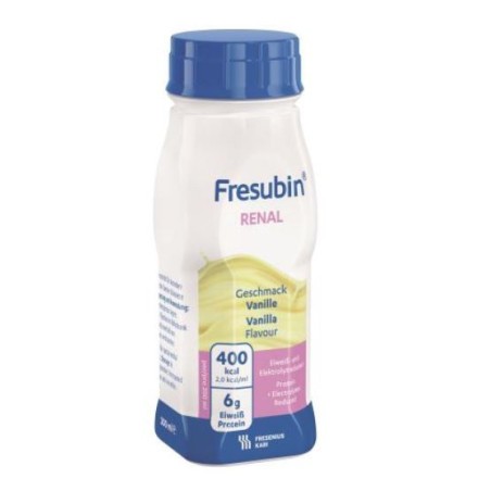 Fresubin Renal Vaniglia alimento completo per malnutrizione o danno renale 4 flaconi da 200 ml Fresubin Renal Vaniglia alimento completo per malnutrizione o danno renale 4 flaconi da 200 ml