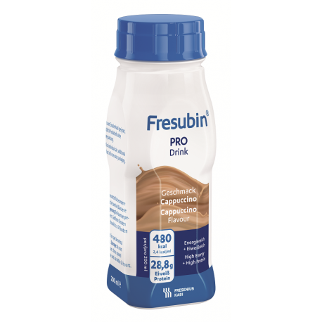 Fresubin Pro Drink alimento per malnutrizione sarcopenia gusto cappuccino 4 flaconi x 200 ml