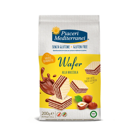 Piaceri Mediterranei Wafer alla Nocciola Quadrato Senza Glutine 200g