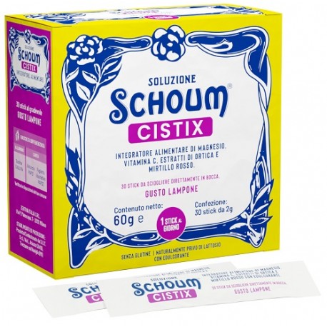 Soluzione Schoum Cistix integratore per le vie urinarie 30 stick gusto lampone