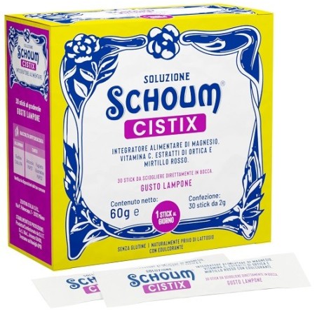 Soluzione Schoum Cistix integratore per le vie urinarie 30 stick gusto lampone Soluzione Schoum Cistix integratore per le vie urinarie 30 stick gusto lampone