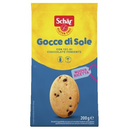 Schar Gocce di Sole Biscotti di pasta frolla con gocce di cioccolato fondente senza glutine 200 g Schar Gocce di Sole Biscotti di pasta frolla con gocce di cioccolato fondente senza glutine 200 g