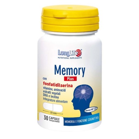 LongLife Memory Plus integratore per memoria e la funzione cognitiva 30 capsule LongLife Memory Plus integratore per memoria e la funzione cognitiva 30 capsule