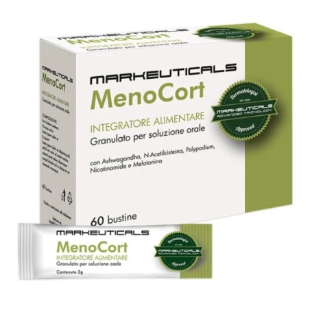 Markeuticals Menocort integratore per caduta dei capelli da stress 60 bustine Markeuticals Menocort integratore per caduta dei capelli da stress 60 bustine