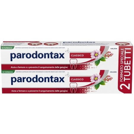 Parodontax Classic dentifricio per la prevenzione del sanguinamento gengivale bipacco 2 x 75 ml Parodontax Classic dentifricio per la prevenzione del sanguinamento gengivale bipacco 2 x 75 ml
