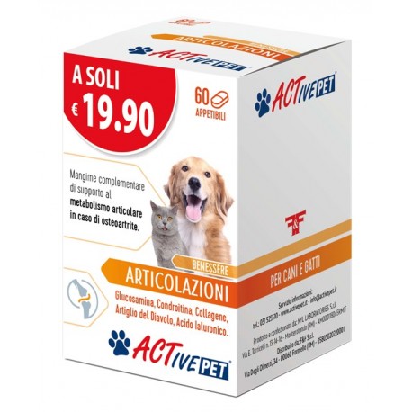 Active Pet Benessere Articolazioni 60 Compresse Appetibili - Integratore cani e gatti