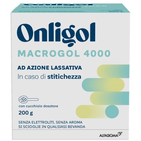 Onligol Macrogol 4000 integratore lassativo in polvere 200 g con cucchiaino dosatore Onligol Macrogol 4000 integratore lassativo in polvere 200 g con cucchiaino dosatore