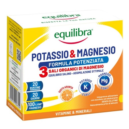 Equilibra Potassio & Magnesio 3 integratore per attività fisica o intensa sudorazione 20 bustine Equilibra Potassio & Magnesio 3 integratore per attività fisica o intensa sudorazione 20 bustine