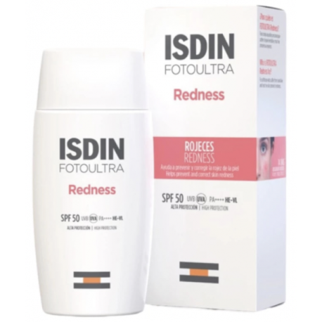 Isdin Fotoultra Redness SPF50 50 ml: fotoprotettore viso ad alta protezione e azione anti-rossore.