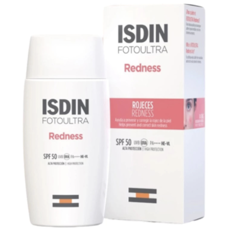 Isdin Fotoultra Redness SPF50 50 ml: fotoprotettore viso ad alta protezione e azione anti-rossore.