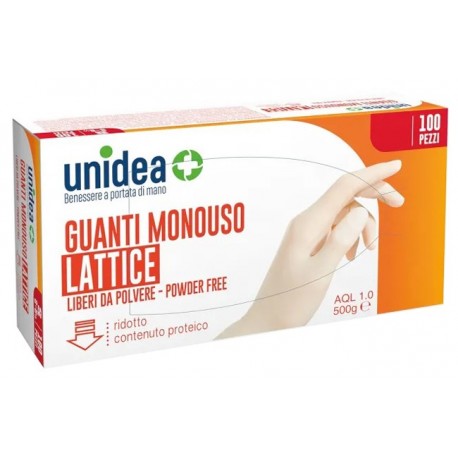 GUANTI IN LATTICE SENZA POLVERE UNIDEA MISURA LARGE 100 PEZZI GUANTI IN LATTICE SENZA POLVERE UNIDEA MISURA LARGE 100 PEZZI