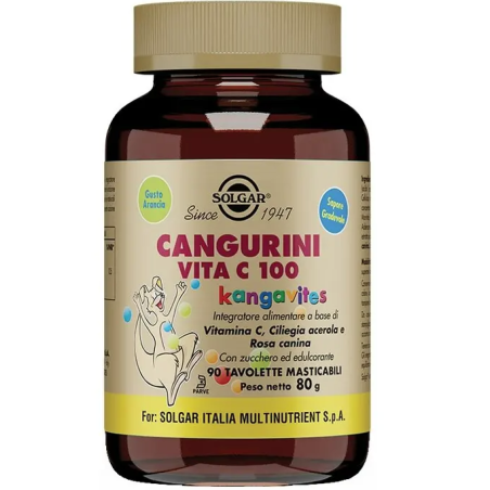 Solgar Cangurini Vita C 100 Integratore per bambini 90 tavolette Solgar Cangurini Vita C 100 Integratore per bambini 90 tavolette
