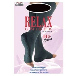 Solidea Relax Unisex Gambaletto in Cotone Punta Aperta Blu Scuro 140 den Taglia 3L