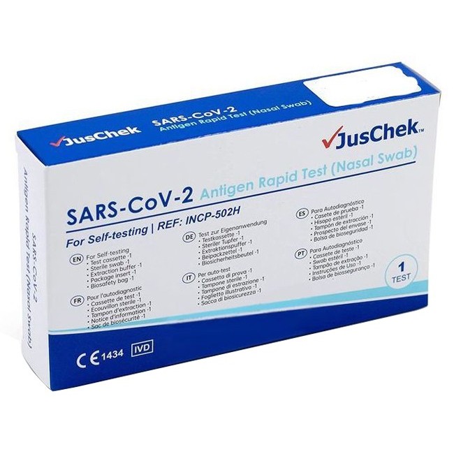 TEST ANTIGENICO RAPIDO COVID-19 JUSCHEK AUTODIAGNOSTICO DETERMINAZIONE QUALITATIVA ANTIGENI SARS-COV-2 IN TAMPONI NASALIMEDIANTE