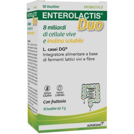 Enterolactis Duo 10 Bustine - Fermenti lattici vivi e prebiotici Enterolactis Duo 10 Bustine - Fermenti lattici vivi e prebiotici