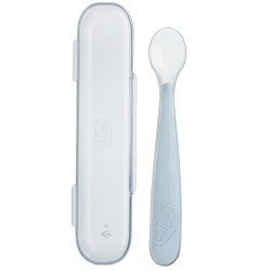 Chicco Cucchiaio in Silicone con Custodia 6m+ – Posata svezzamento sicura e igienica