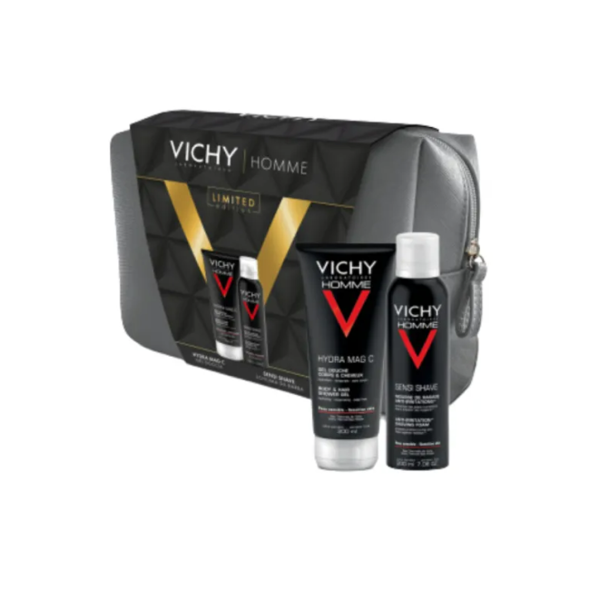 Vichy Homme Pochette Natale Gel doccia 200 ml + Schiuma da barba 200 ml