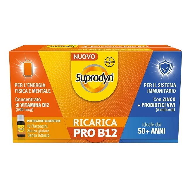 Supradyn Ricarica Pro B12 per stanchezza dopo i 50 anni 10 flaconcini