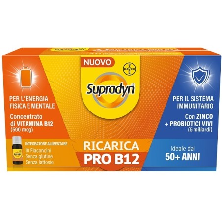 Supradyn Ricarica Pro B12 per stanchezza dopo i 50 anni 10 flaconcini Supradyn Ricarica Pro B12 per stanchezza dopo i 50 anni 10 flaconcini
