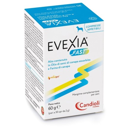 Evexia Fast integratore a base di canapa per il benessere animale 30 compresse Evexia Fast integratore a base di canapa per il benessere animale 30 compresse