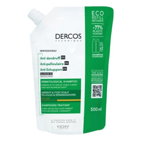 Vichy Dercos Shampoo anti-forfora per capelli e cute secca eco-ricarica 500 ml Vichy Dercos Shampoo anti-forfora per capelli e cute secca eco-ricarica 500 ml