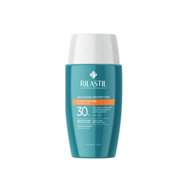 Rilastil Sun Fluid Advanced Protection - Fluido solare viso leggero SPF30 senza microplastiche 50 ml