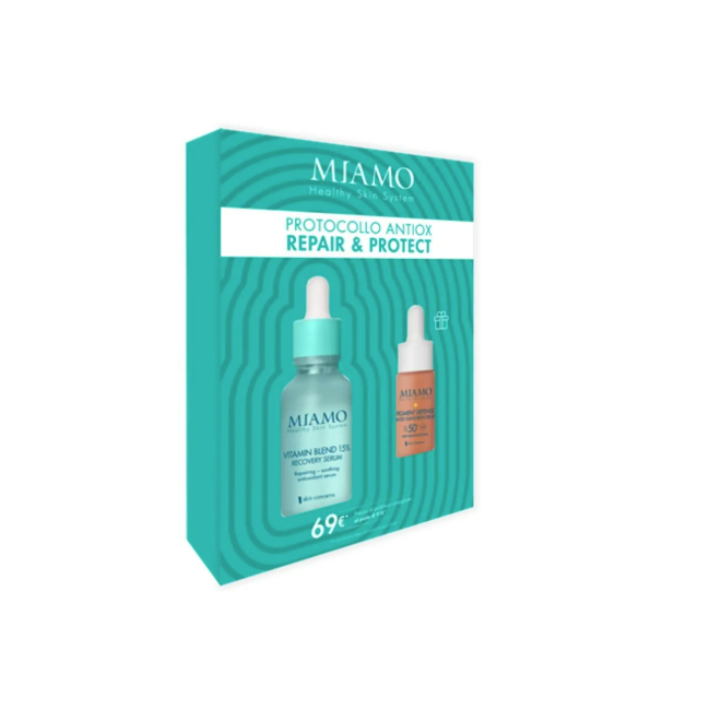 Miamo Booster Immunità Vitamin Blend 15% Recovery Serum 30 ml e Aging Defense solare omaggio