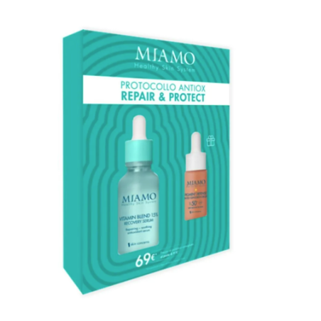Miamo Booster Immunità Vitamin Blend 15% Recovery Serum 30 ml e Aging Defense solare omaggio