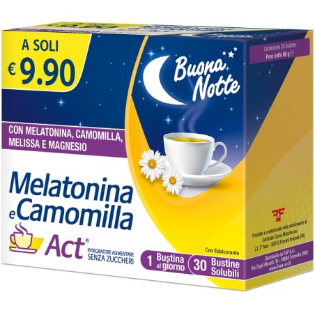 F&f Melatonina E Camomilla Act 30 Bustine Solubili Senza Zuccheri F&f Melatonina E Camomilla Act 30 Bustine Solubili Senza Zuccheri