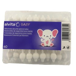 Alvita Baby Bastoncini cotonati per bambini 100% puro cotone 60 pezzi