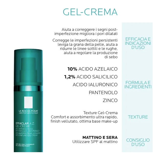 La Roche Posay Effaclar AZ Gel Crema 40 ml - Trattamento pelle acneica