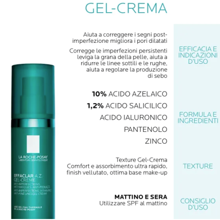 La Roche Posay Effaclar AZ Gel Crema 40 ml - Trattamento pelle acneica