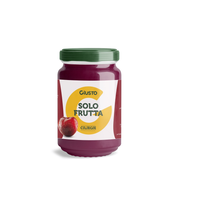 Giusto Solo Frutta Marmellata di Ciliegie Nere 220 g: confettura genuina, vegana e ricca di frutta al 55%.