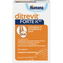 Humana Ditrevit Forte K50 15 ml - Integratore di Vitamina D3, K e DHA per bambini