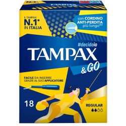 18 assorbenti Tampax & Go Regular con applicatore.