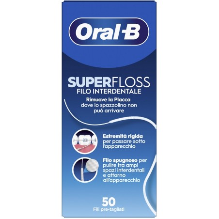 Oral B Superfloss filo interdentale per apparecchi e ponti 50 pezzi Oral B Superfloss filo interdentale per apparecchi e ponti 50 pezzi