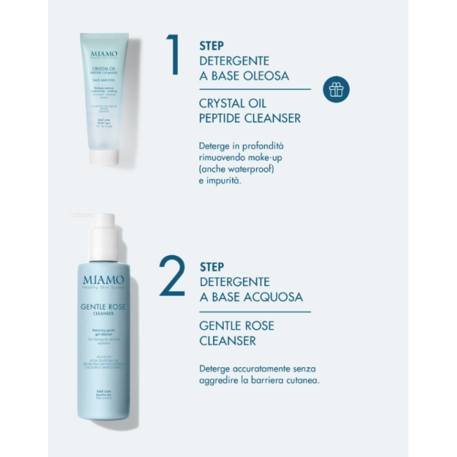 Miamo Doppia detersione protocollo lenitivo - Gentle Rose 250 ml + Crystal Oil omaggio
