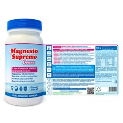 Barattolo ed etichetta di Magnesio Supremo Donna Barattolo ed etichetta di Magnesio Supremo Donna