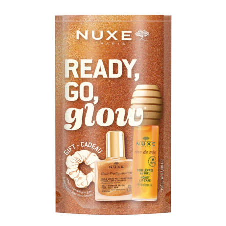 Nuxe Ready Go Glow - Gloss labbra al miele, Huile or ed elastico capelli