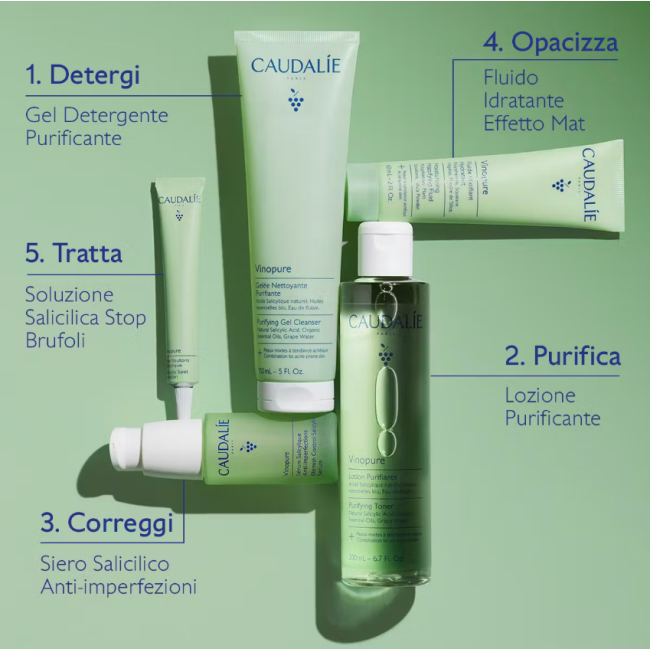 Caudalie Vinopure Gel detergente purificante viso formato viaggio 75 ml Caudalie Vinopure Gel detergente purificante viso formato viaggio 75 ml
