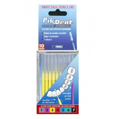 Pikdent Stuzzicolino giallo 0,6 mm 10 scovolini interdentali con cappuccio