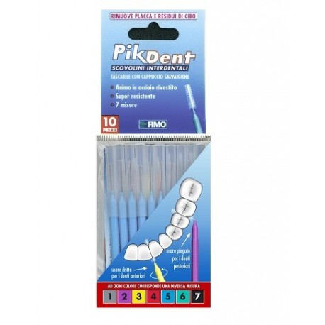 Pikdent Stuzzicolino azzurro 0,8 mm 10 scovolini interdentali con cappuccio