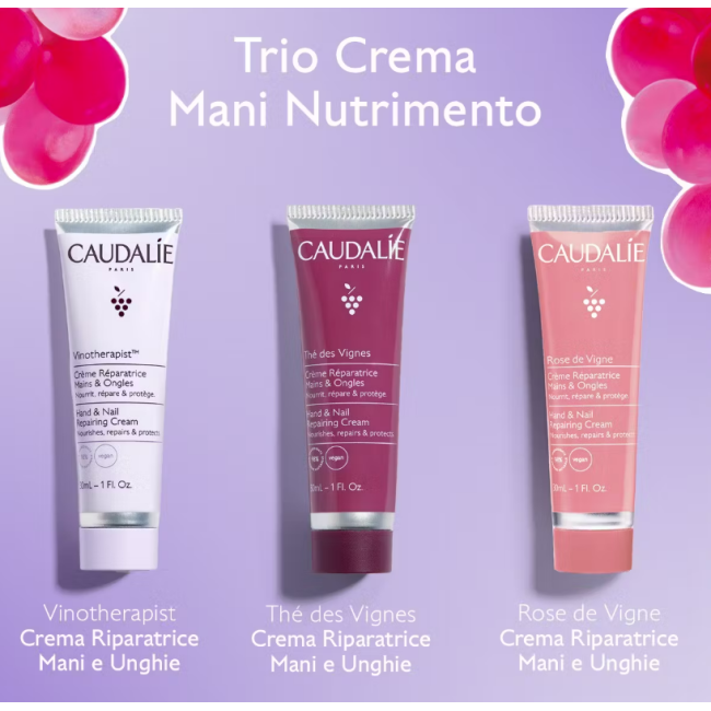 Caudalie Cofanetto Trio Creme mani e unghie idratanti profumate 30 ml Caudalie Cofanetto Trio Creme mani e unghie idratanti profumate 30 ml
