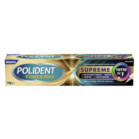 Polident Power Max Supreme Tutto in 1Crema Adesiva per Protesi 70 g Polident Power Max Supreme Tutto in 1Crema Adesiva per Protesi 70 g