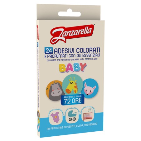 Zanzarella Sticker Baby – cerotti antizanzare naturali per bambini, 24 pezzi.