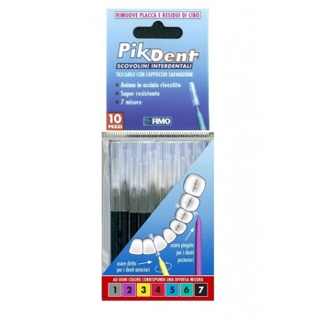 Pikdent Stuzzicolino nero 1,2 mm 10 scovolini interdentali con cappuccio