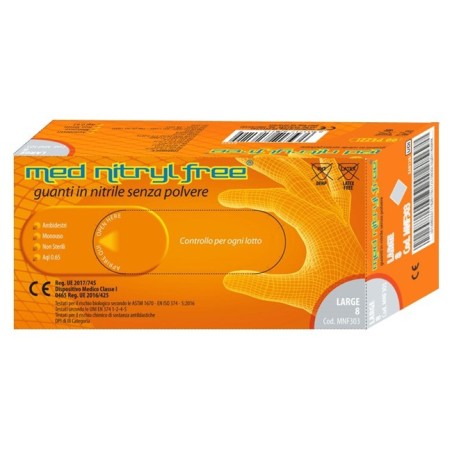 GUANTO MONOUSO IN NITRILE BLU NON STERILE SENZA POLVERE LUNGHEZZA 240 MM MISURA LARGE CODICE COLORE GRIGIO 100 PEZZI GUANTO MONOUSO IN NITRILE BLU NON STERILE SENZA POLVERE LUNGHEZZA 240 MM MISURA LARGE CODICE COLORE GRIGIO 100 PEZZI